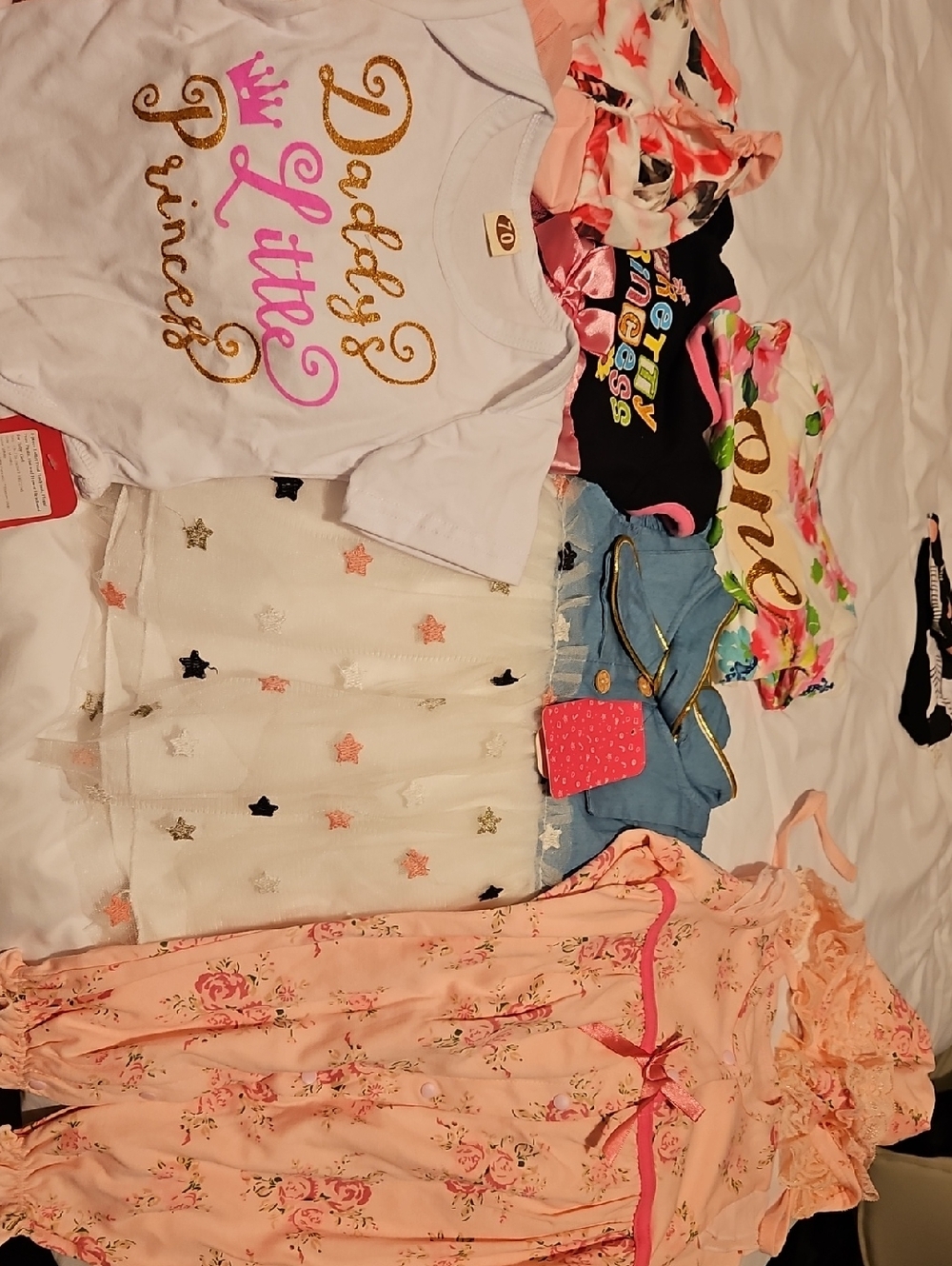 Kids White 'Daddy's Little Princess' Graphic Tee - Cute Gold & Pink Lettering